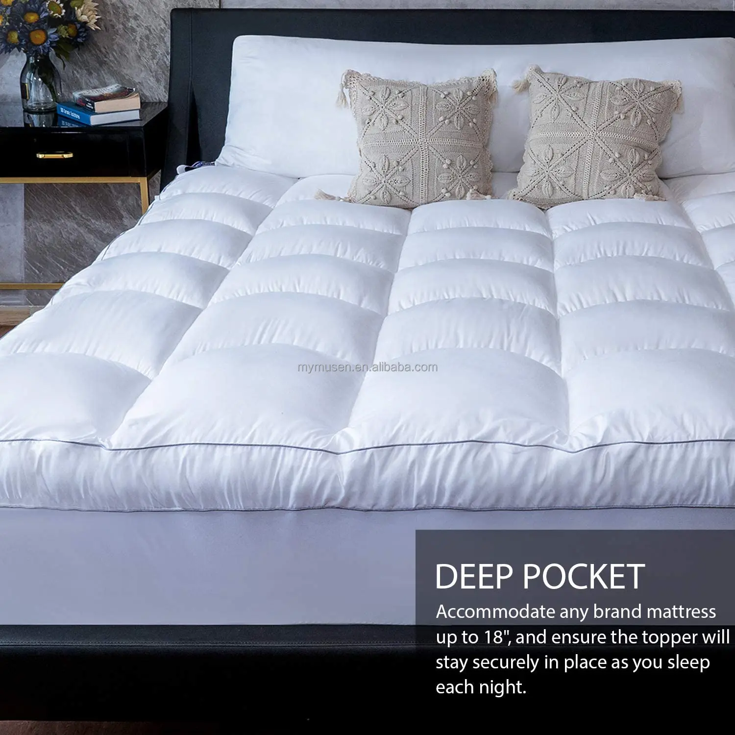 Mattress Topper , Cooling Plush Bed Topper Thick Mattress Pillow Top Mattress Pad, Hotel Quality Down Alternative Pillow Topper