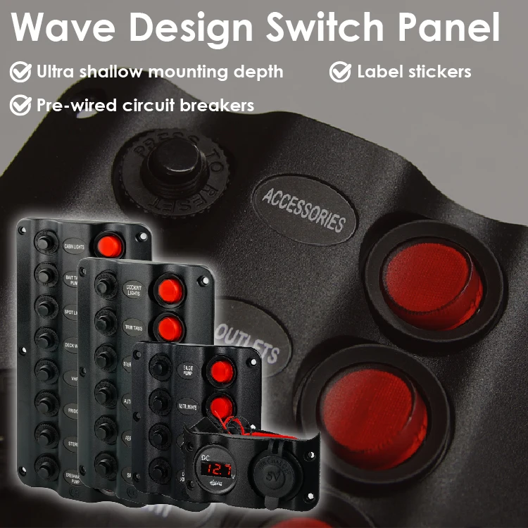 6 Gang 24v rocker switch panel