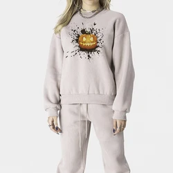 Custom Couples Sweatshirt Cotton Sweatshirt And Pants College Oversized Crewneck Design Unisex Halloween Sweatshirt Sets
