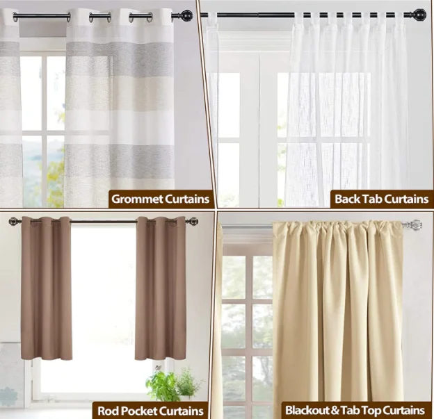 Smart Home Factory Pricing Decorative 3/4 Inch Curtain Rod 48 to 86 Inches 2 Pack Window Single Drapery Rod with Finials