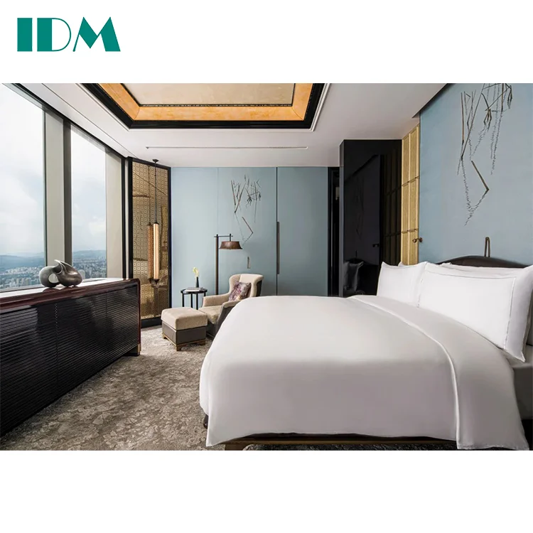 IDM-A55 Hotel Furniture Manufacturer Customized Modern Bed Set Hotel Bedroom Furniture Set Wooden Furniture