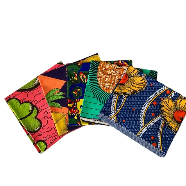Hot sale 100%  polyester ankara real wax print african fabric 6 yards for dress garment
