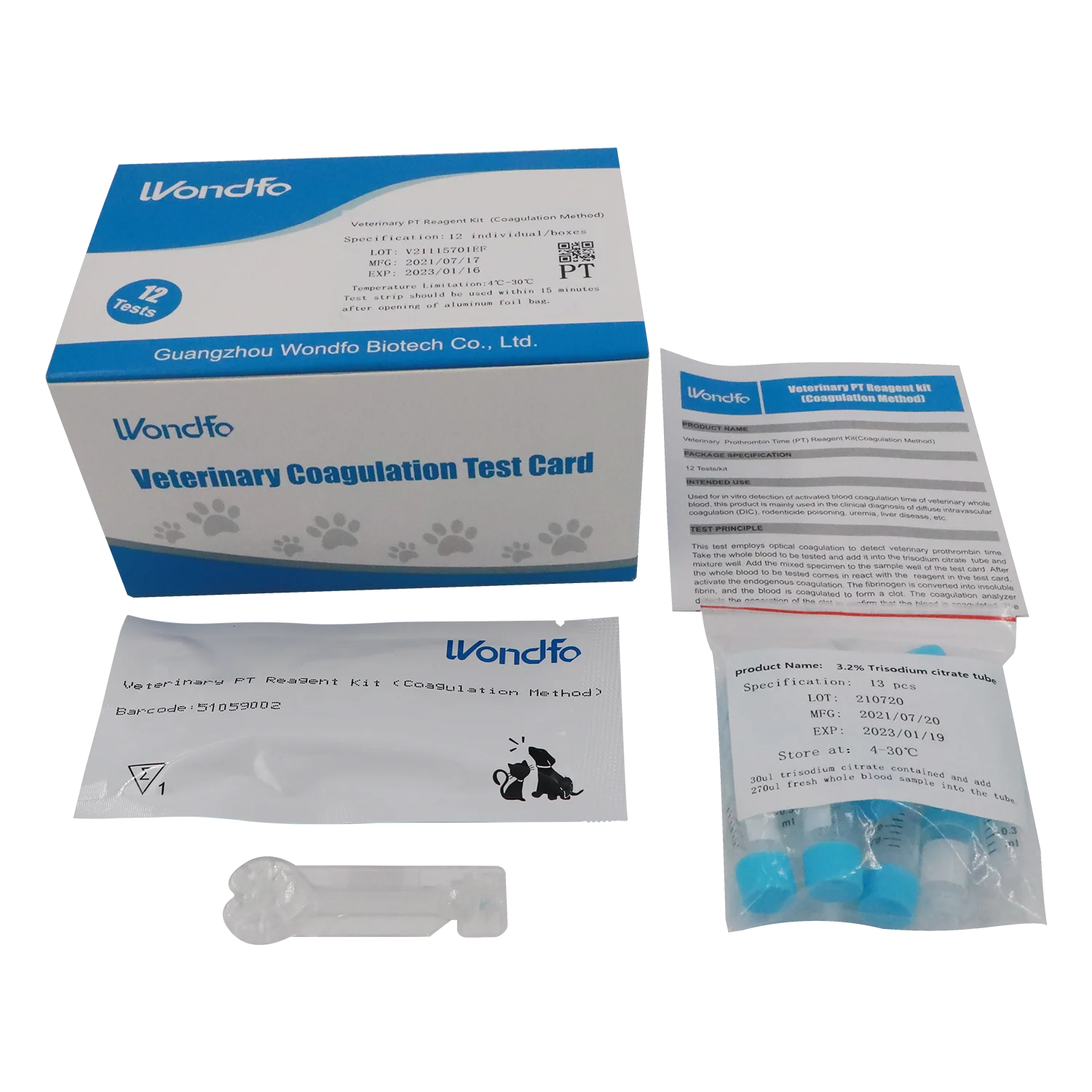 Veterinary Coagulation Analyzer Wondfo PT Reagent Test Kits Test Strip Pet Clinic Veterinary Use