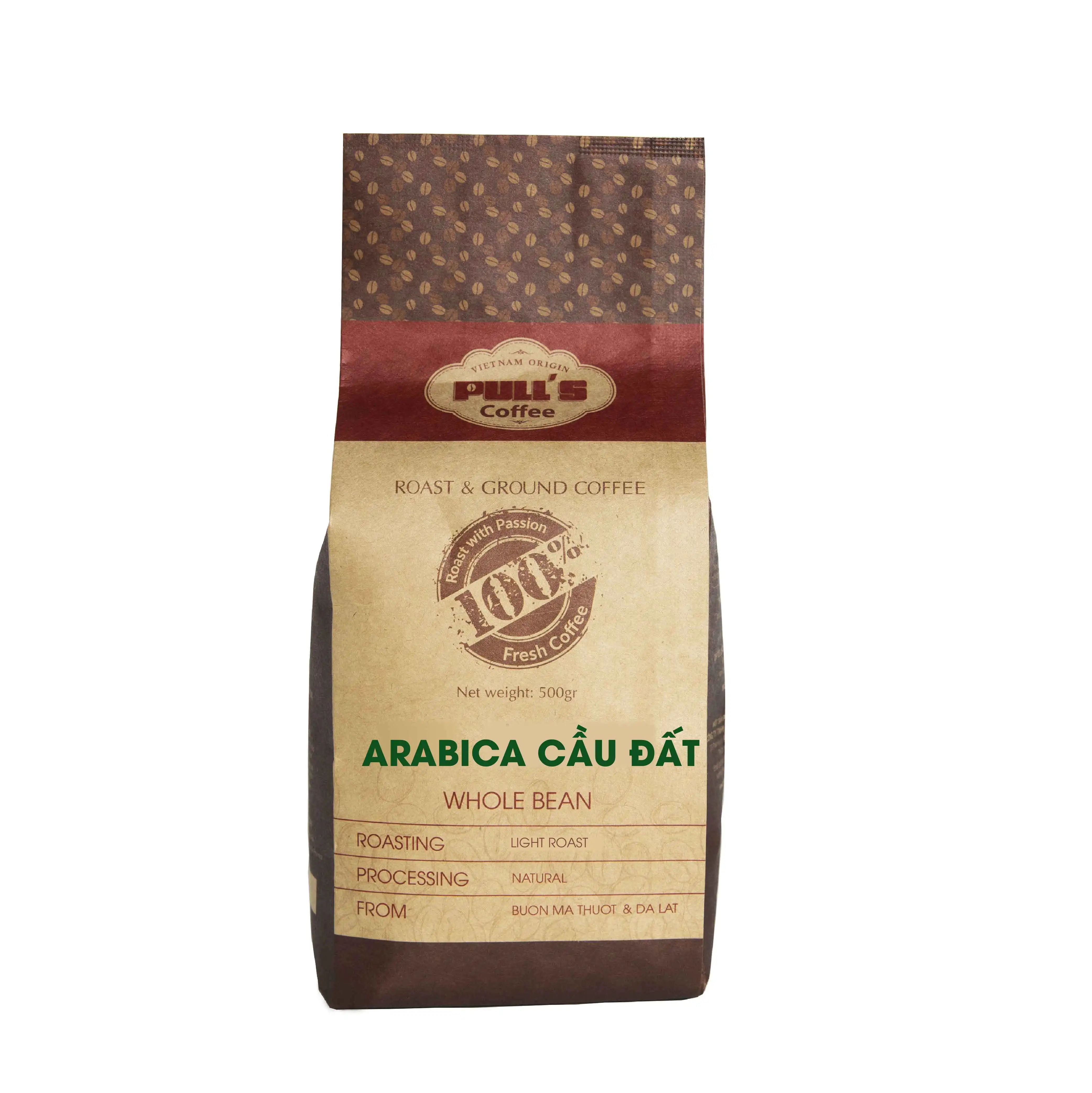 Whole Bean coffee 500gr Arabica Cau Dat Light Roast Coffee