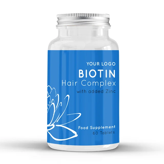 Биотин комплекс для волос-пищевая добавка-круглая бутылка премиум-частные этикетки-Оптовая диетическая добавка