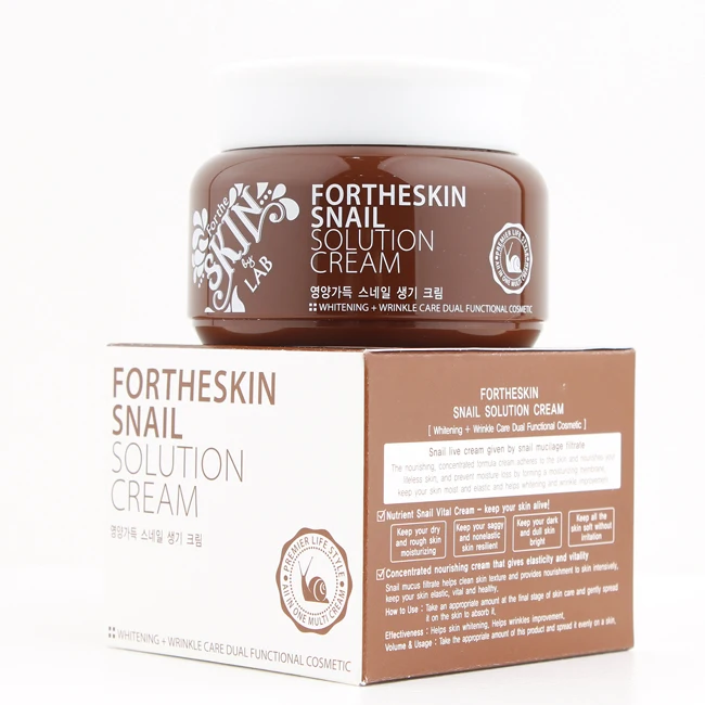SNAIL SOLUTION FACE CREAM for Korean Skincare Cosmetics OEM ODM  Customizing Ingredients bottle and packaging box