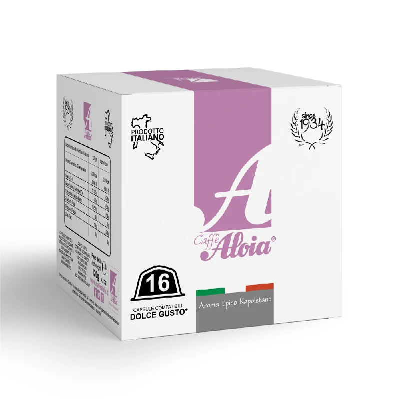 
Итальянские кофейные капсулы-бренд Aloia Dolce Gusto, самозащищенные капсулы, смесь Tipico Napoletano, 16 шт. 