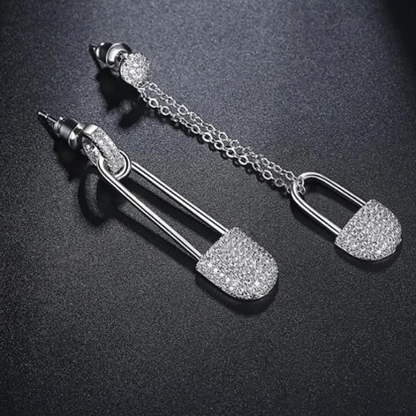 Fashion fine jewelry  aretes de plata wholesale silver locker earring  925 sterling silver long clip earring for women