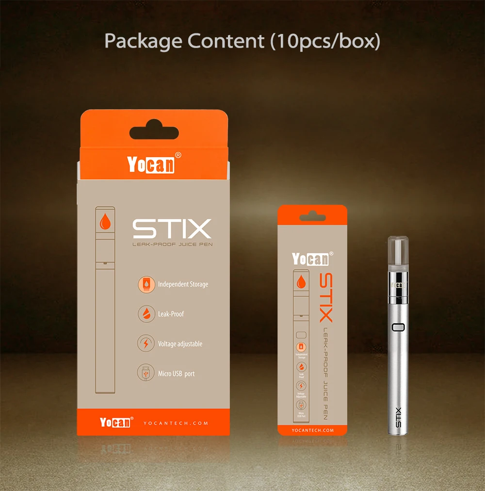 Другая медицинская поставка Yocan STIX 350mah Регулируемое напряжение независимая герметичная ручка испарителя