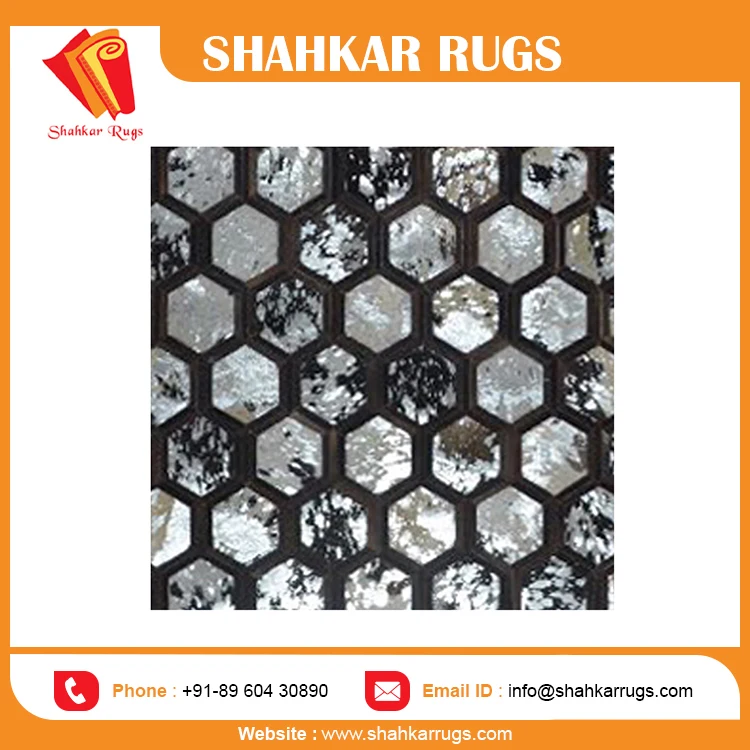 Best Selling Silver Foil Black Strips Leather Carpet Area Rug Bedroom Carpet At Bulk Wholesale