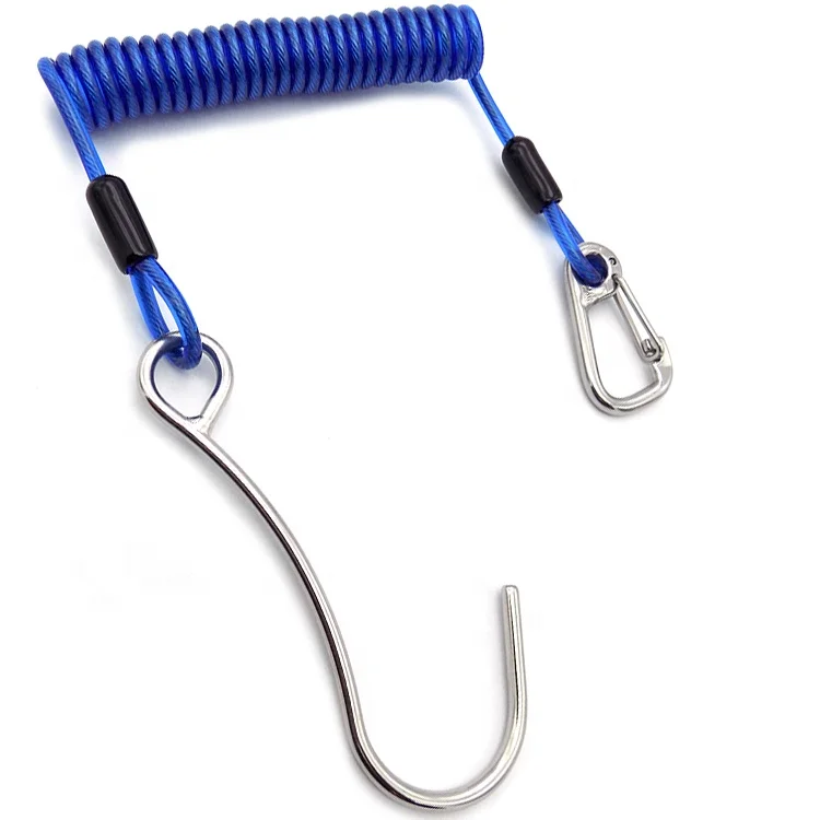 
Safety Protection PVC Coated Metal Carabiners Steel Spring Safety Coil Tool Lanyard 