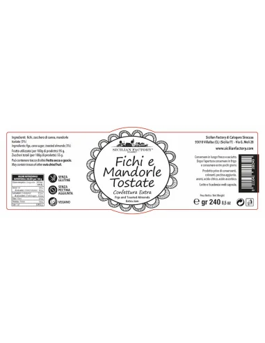 Изысканный продукт Сицилийская фабрика сладкий нежный фиг и миндаль в баночках для джема 240 г