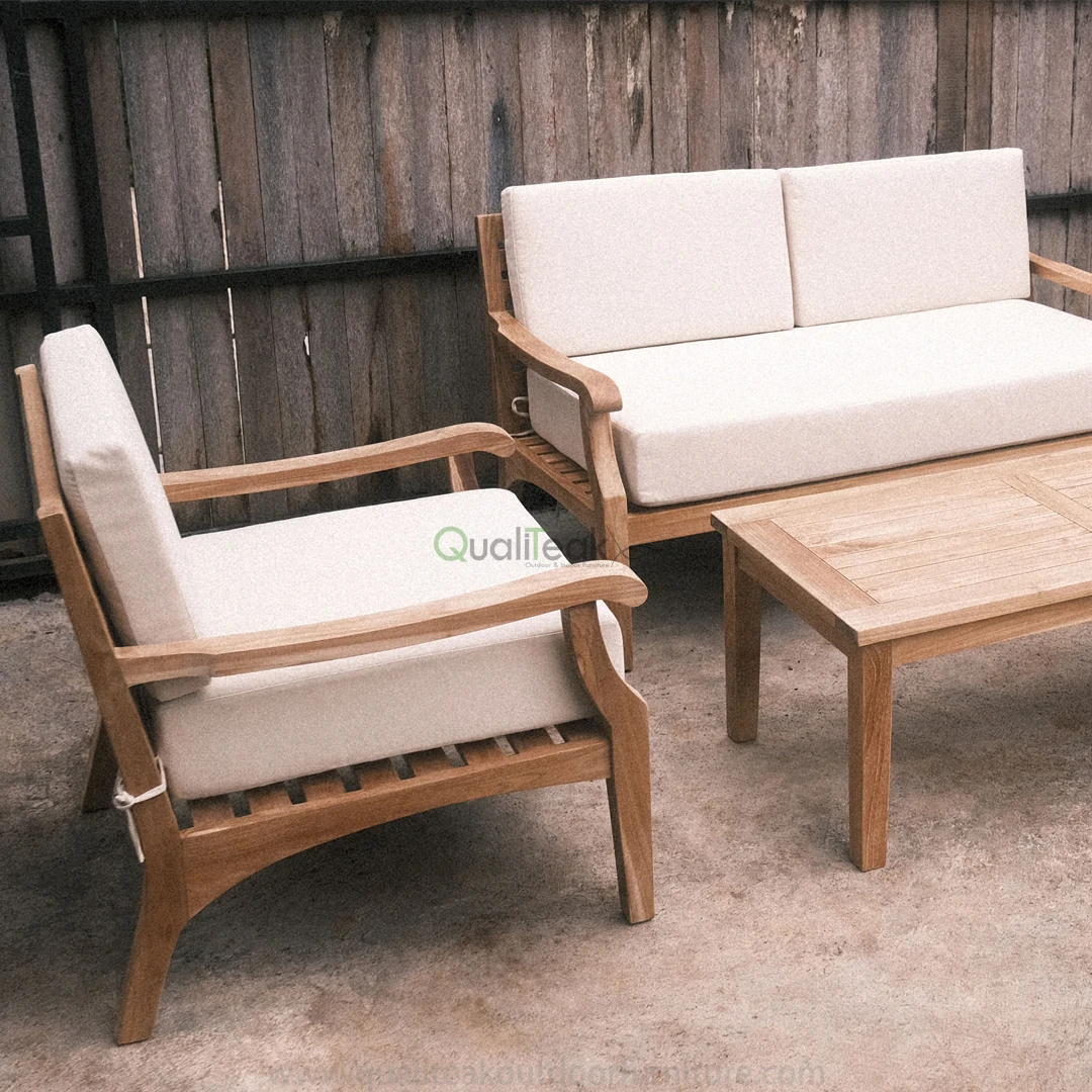 Helsinki Bogota Lounge Garden Set Design Solid Teak wood Outdoor With Waterproof Cushion