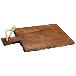 Indian Mango Wood Cutting Board Batting Shape Bark Wood Edge