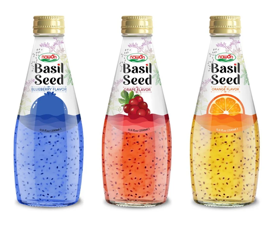 Поставщик напитков из семян базилика коктейлей 290 мл сок Soursop бесплатный образец оптовая цена OEM USDA Organic