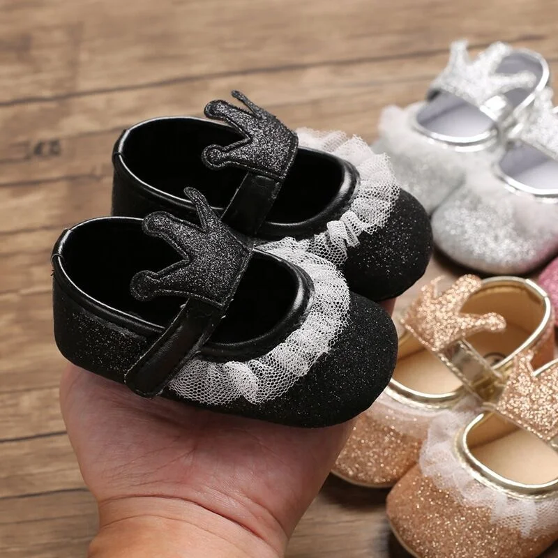 Блестящая Весенняя корона для девочек, нескользящая детская блестящая обувь для маленьких детей