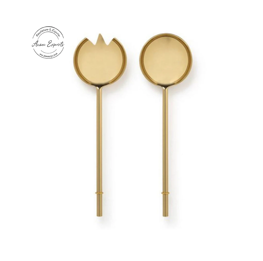 Manufacturer Small Size Matte Finished Brass Serving Set Customized Designed For As Tongs To Serve Salad Royal Flatware
