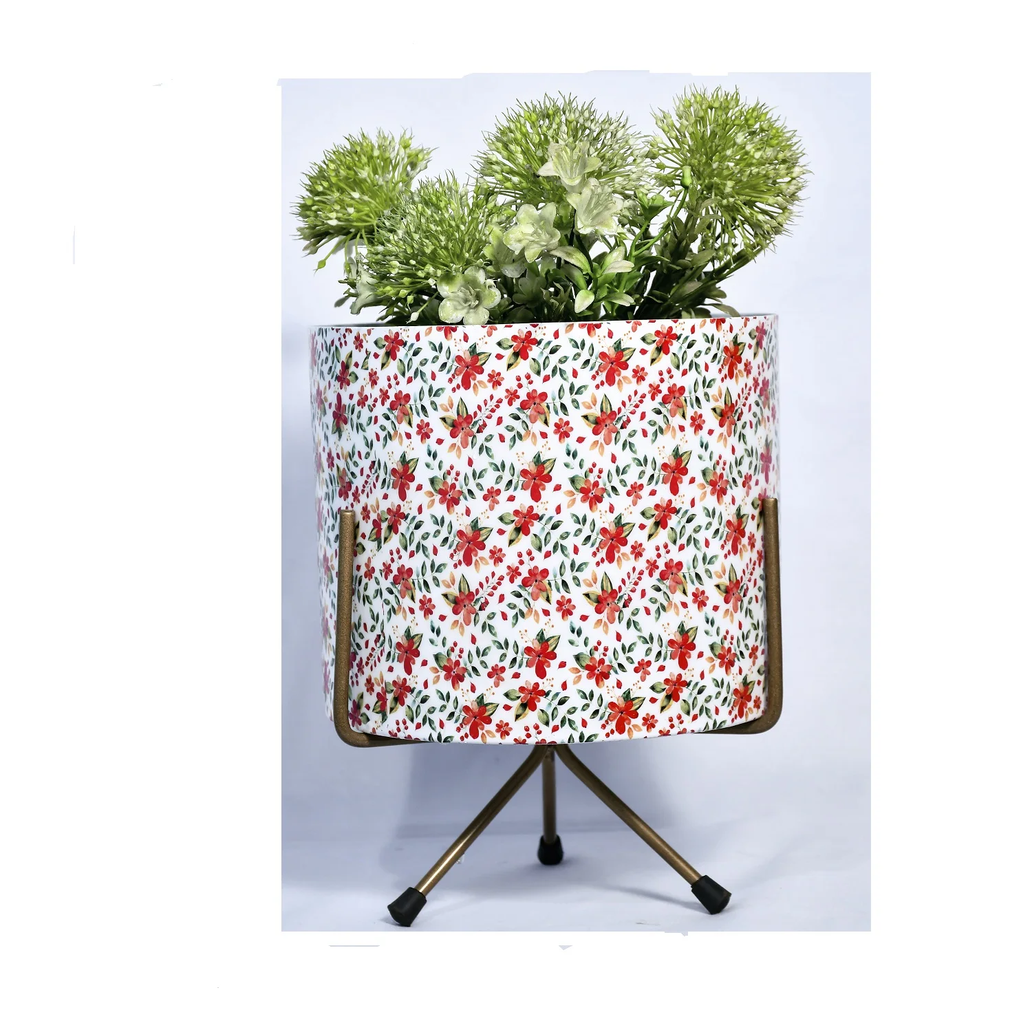 Железный цветочный горшок настольный подставка с принтом декоративный подставкой белый золотым Комнатные растения