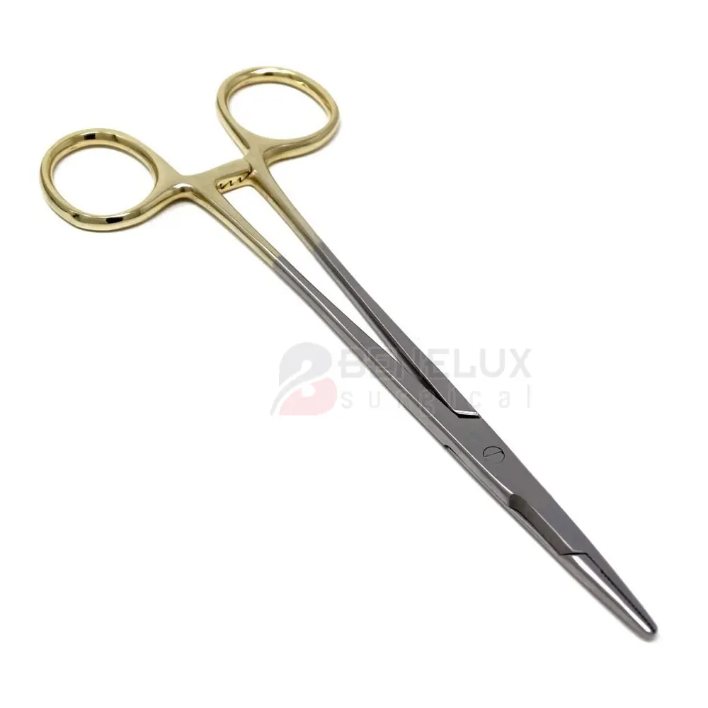 Высококачественный игольчатый держатель TC Olsen Hegar 5 дюйма с вставками из карбида вольфрама и золотыми кольцами блокировкой