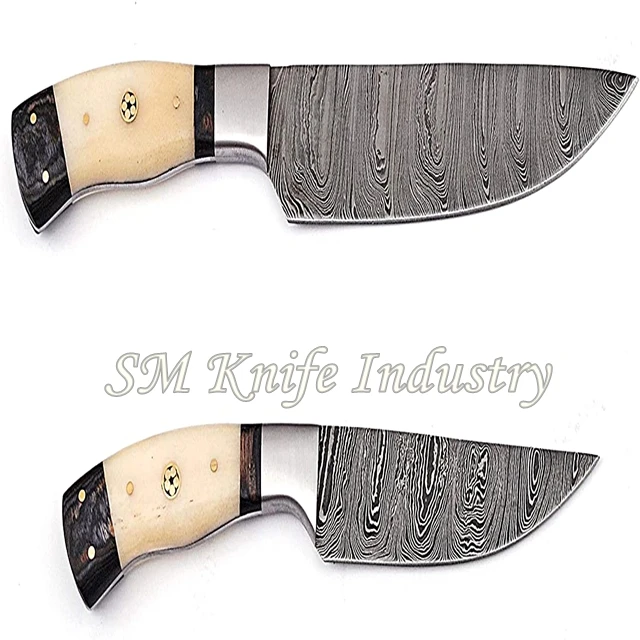 Шеф-повара набор ножей с кожаным комплект круглой ручкой из нержавеющей стали дамасской 8 шт. Дамасская сталь кухонный нож для резки продуктов измельчения мяса (smk2024)