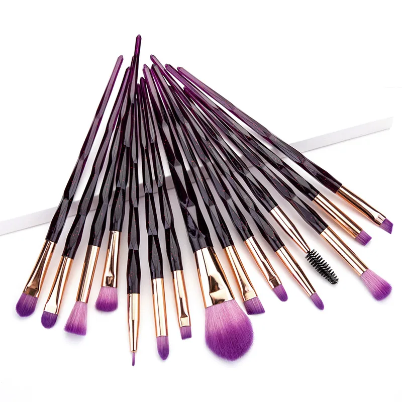 
15pcs Crystal Cosmetic Brushes Beauty Brush Powder Eyeshadow Concealer Facial Foundation Makeup Brush Set 