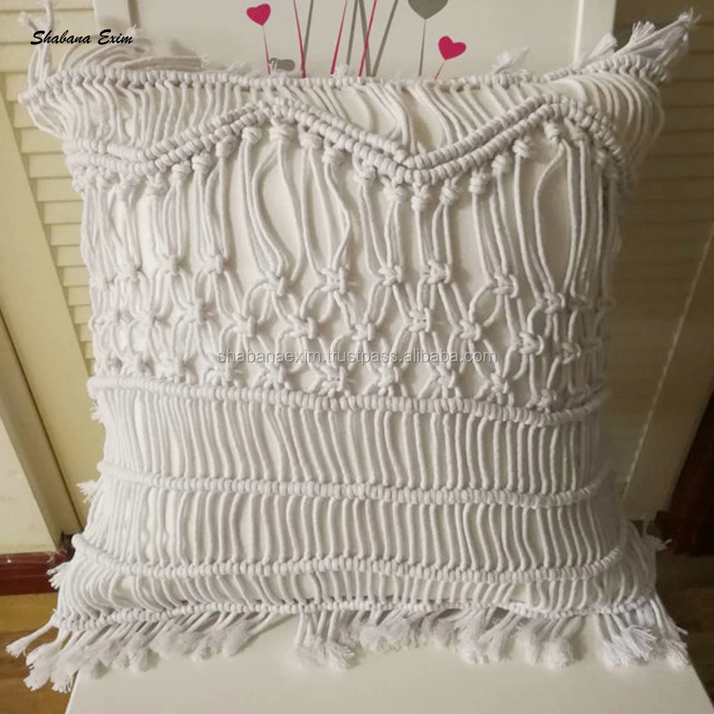 Cotton Macrame Pillow Cover Cushion Cover Home Textiles Decorative Crochet Boho Throw Pillow Case