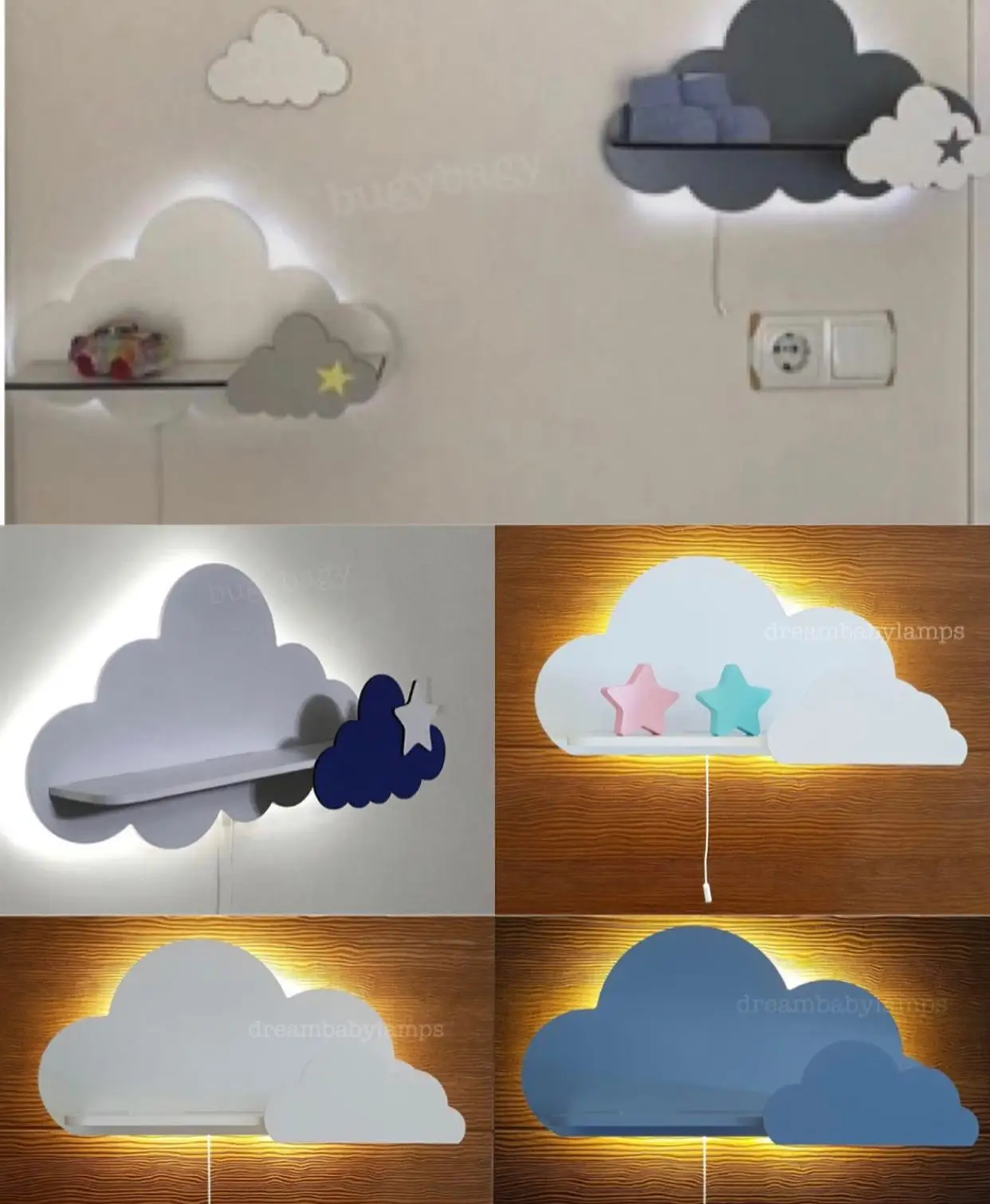 Wooden Night Lamp Wall Light for Kids Room Nursery Room Night Light Decor Light Wall Decoration LED Living Room Cartoon Box 39cm