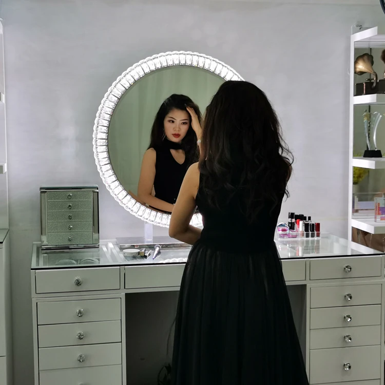 
Dressers Bedroom Glass Vanity Mirror Luxury Drawers White Furniture Makeup And Modern Wooden Table Top Dresser 