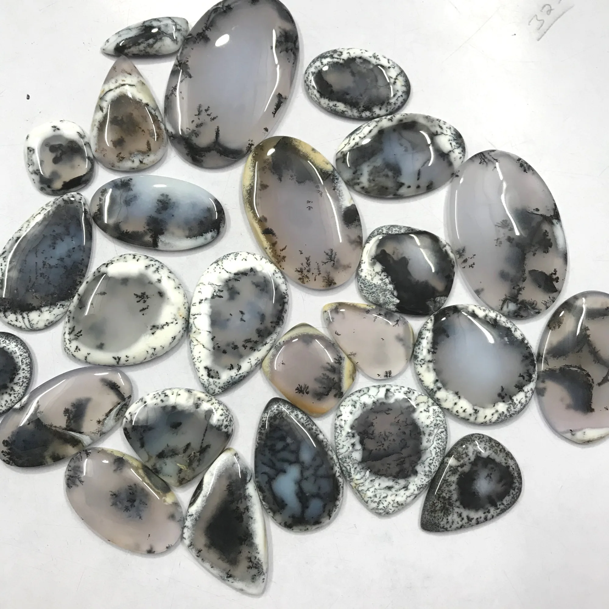 Natural Dendrite Agate Loose Gemstone Cabochon Mix Shape and Size Dendrite Agate Gemstones Lot Jewelry Making