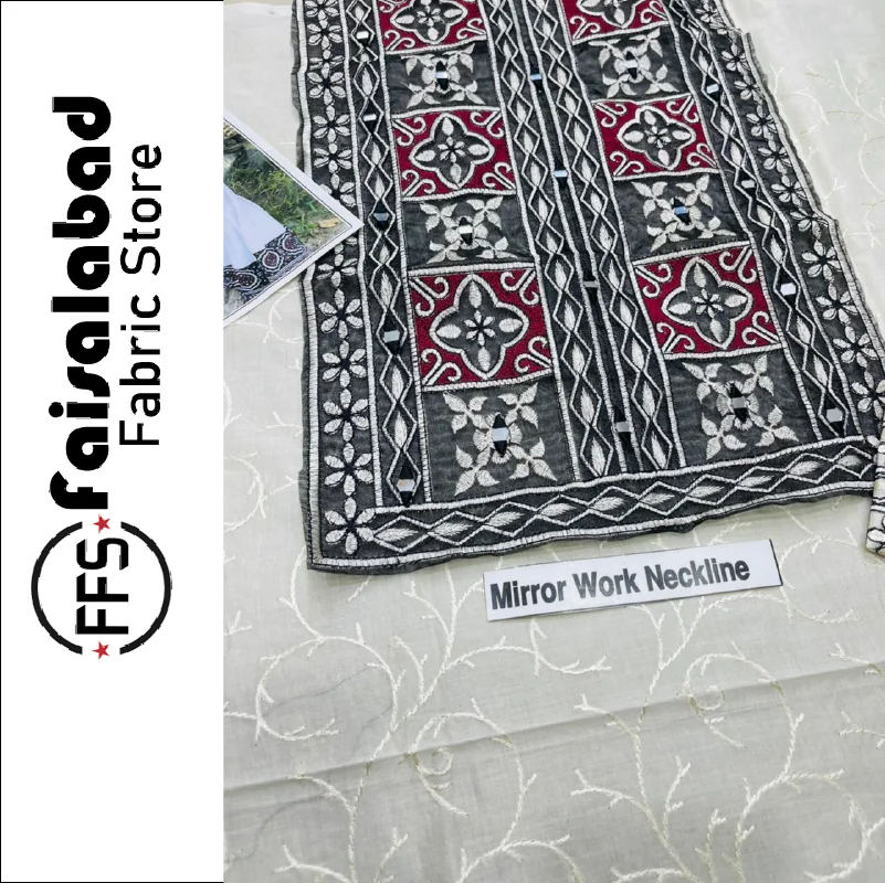  Нетканый/прошитый пакистанский сальвар камиз с зеркальной кружевной вышивкой ткань для газона костюмы детей