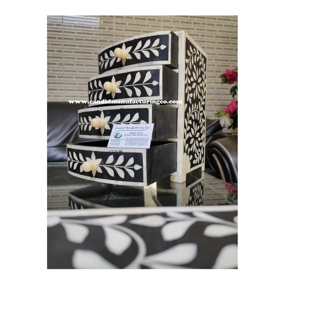 Small Chest of Drawer  Bone Drawer  Indian Handmade Bone Inlay Furniture Bone Inlay Large Bedside Table T