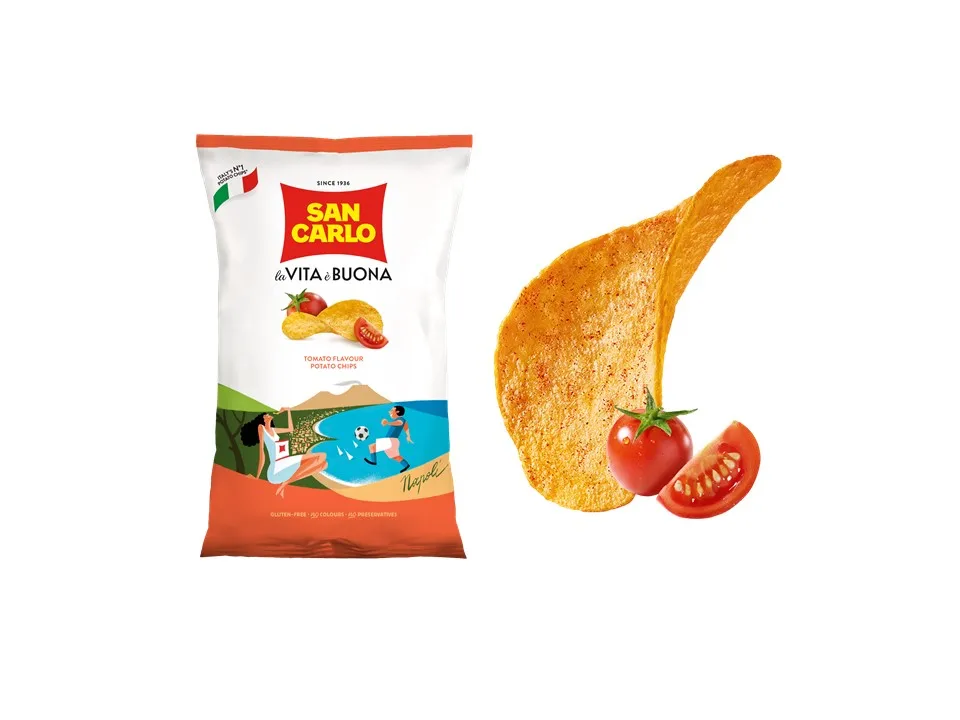 Made in Italy San Carlo sweet Italian cherry tomato potato chips tomato flavor gr 150