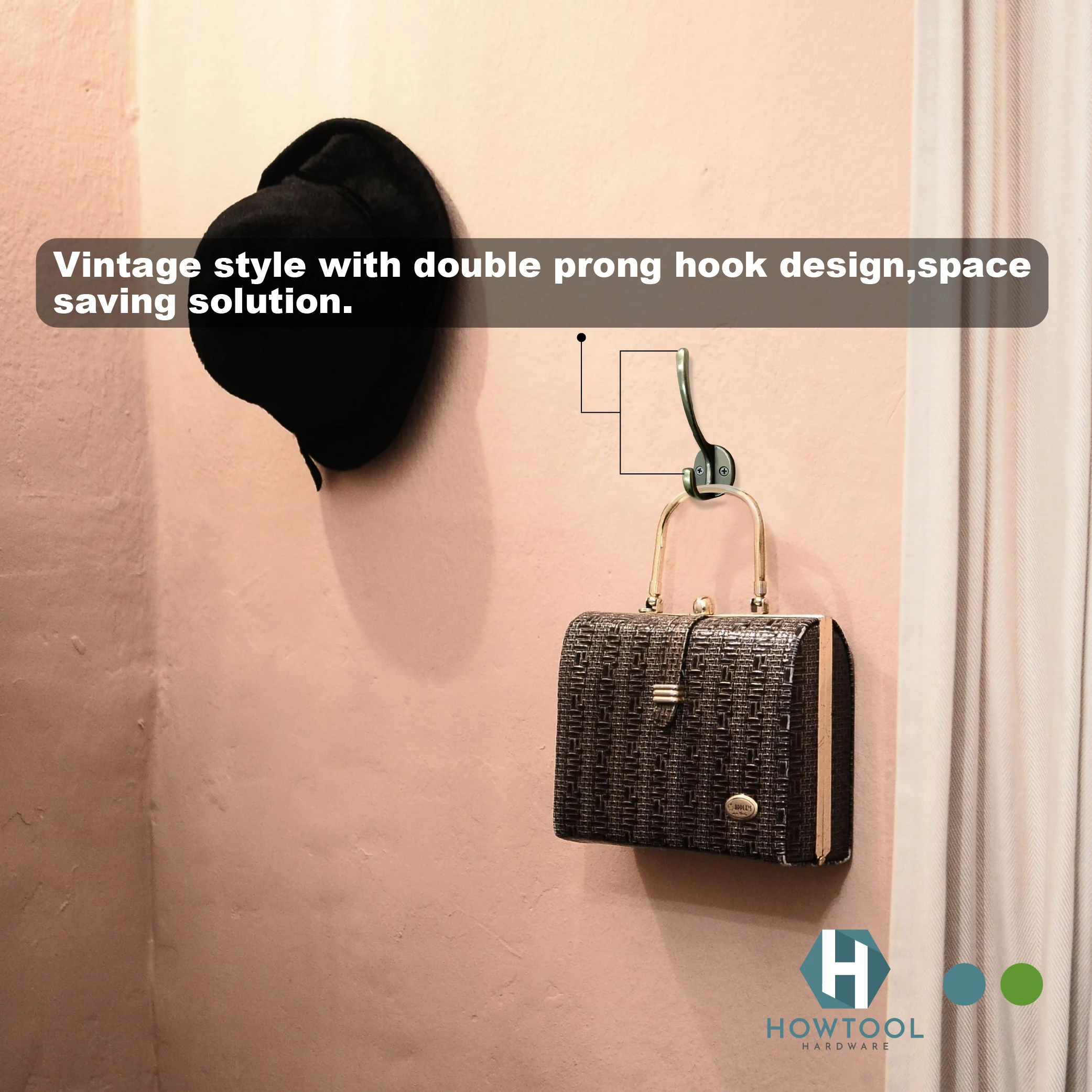 A309 Home & Kitchen Home Decorative Wall Mounted Double Coat Hooks for Hanging Backpack Towel Key Hat