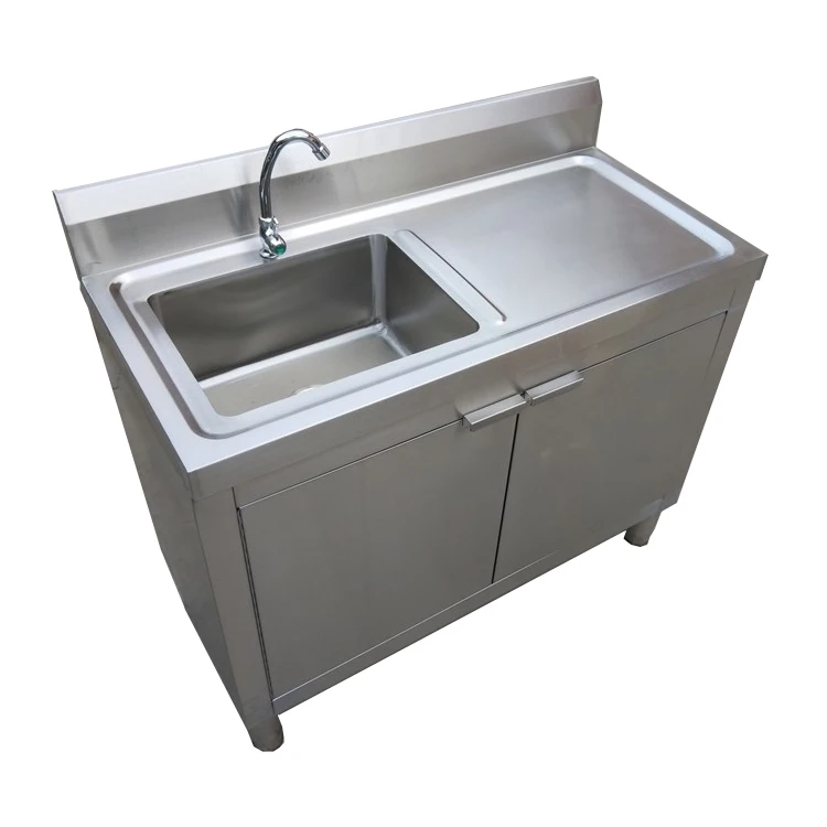 Stainless Steel Kitchen Single Sink Cabinet With Door