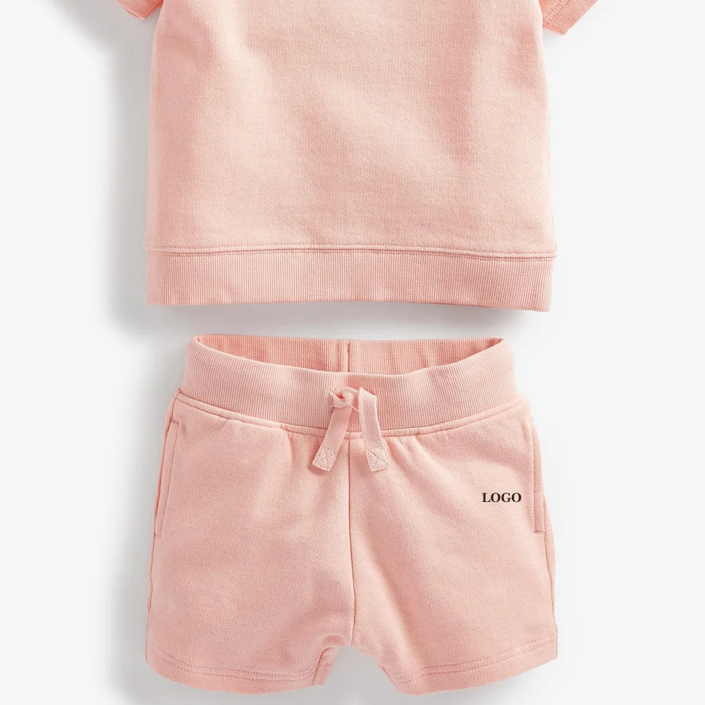 New Stylish Designer Top Quality Kids Twin Sets / Two Piece Sets T-Shirt and Shorts / Summer Plain Baby Boys Clothing Sets 2025