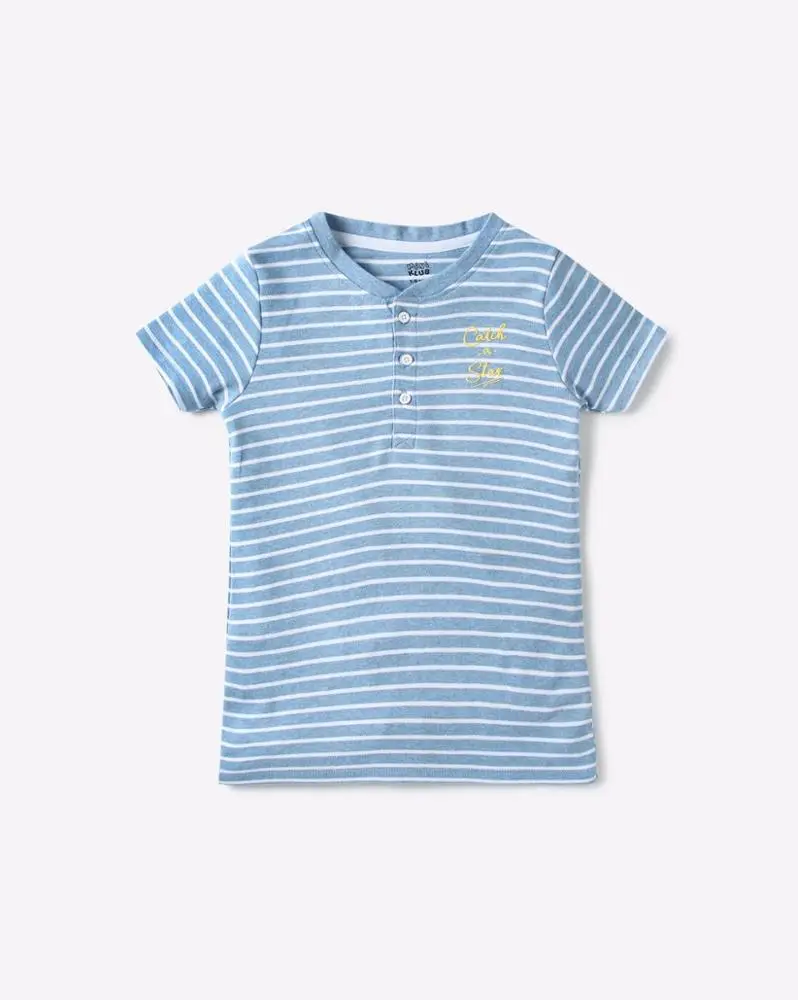 Baby Striped Henley T-shirt with Button Placket