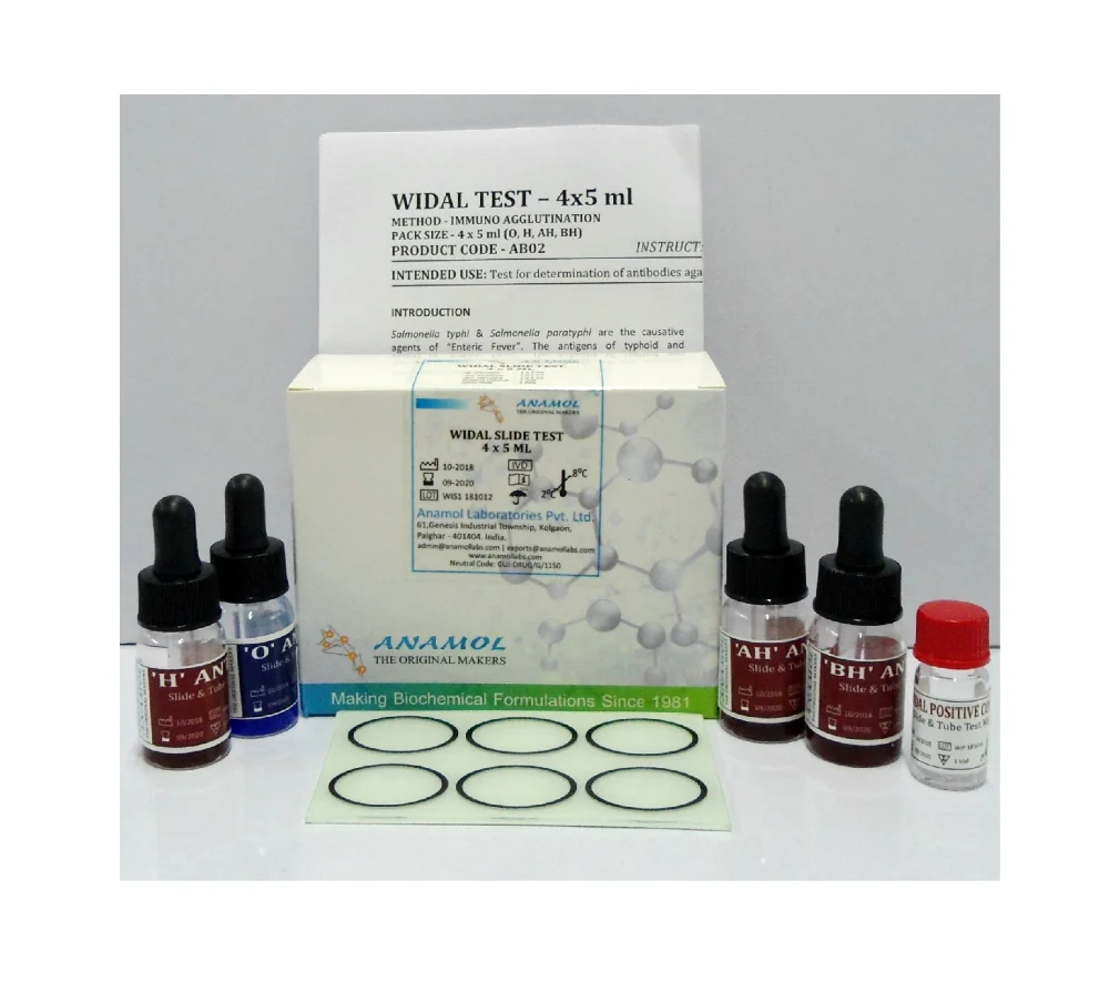 ISO Certified Widal Slide AH BH Antigen Slide And Tube Test KIt