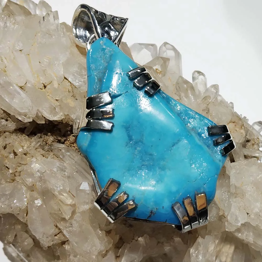 Arizona Blue Turquoise Sterling Silver Pendant 925 Sterling Silver Arizona Turquoise Pendant 925 Sterling Silver Pendant