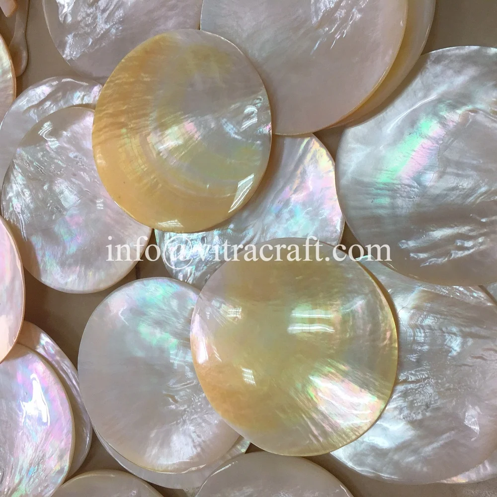 LUXURIOUS ROUND shape Yellow Pearl Plate , Mother Of Pearl Plate, Caviar Mop Dish Unique handmade products
