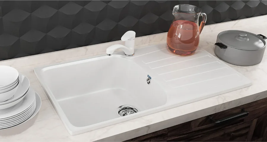 Quality composite kitchen sink ULGRAN U-203 artificial stone, rectangular kichen sink single bassin