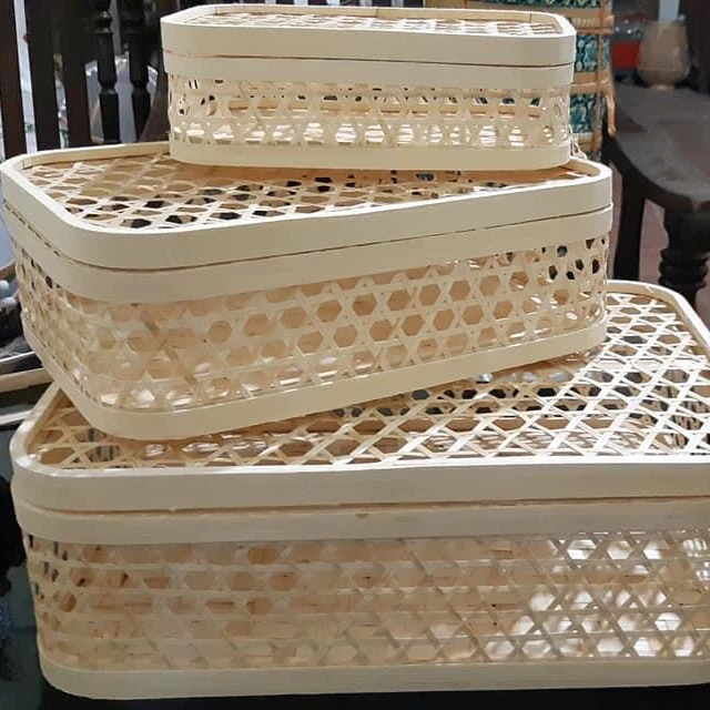 low price Tropical Style Decoration Bamboo Rattan Basket Flower Plant Indoor Storage baskets