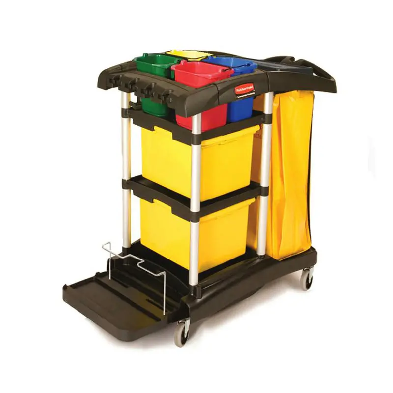 New Janitor Cart w/ Tub Accommodation, Black/Yellow