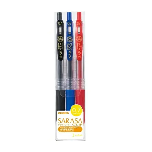 Zebra Sarasa Clip 0.7 Gel Ink Ballpoint pen 3 Color Set JJB15-3CA Made in Japan