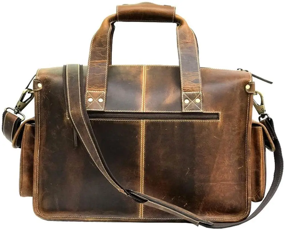 2024 Best Selling Products Indian Vintage Handmade Genuine Buffalo Leather Laptop Bag Messenger Bag For Sale