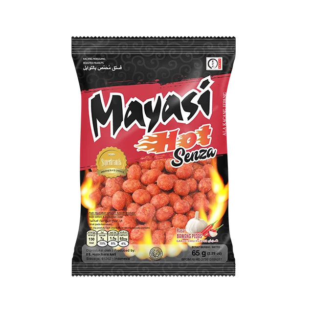 Wholesale Peanut Roasted Coated Snack Mayasi 65 gr Hot Senza Series Garlic Chili Flavor