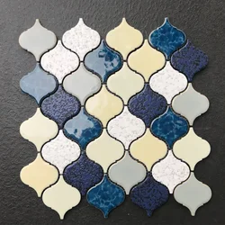 Premium mixed color lantern arabesque ceramic mosaic kitchen floor tile