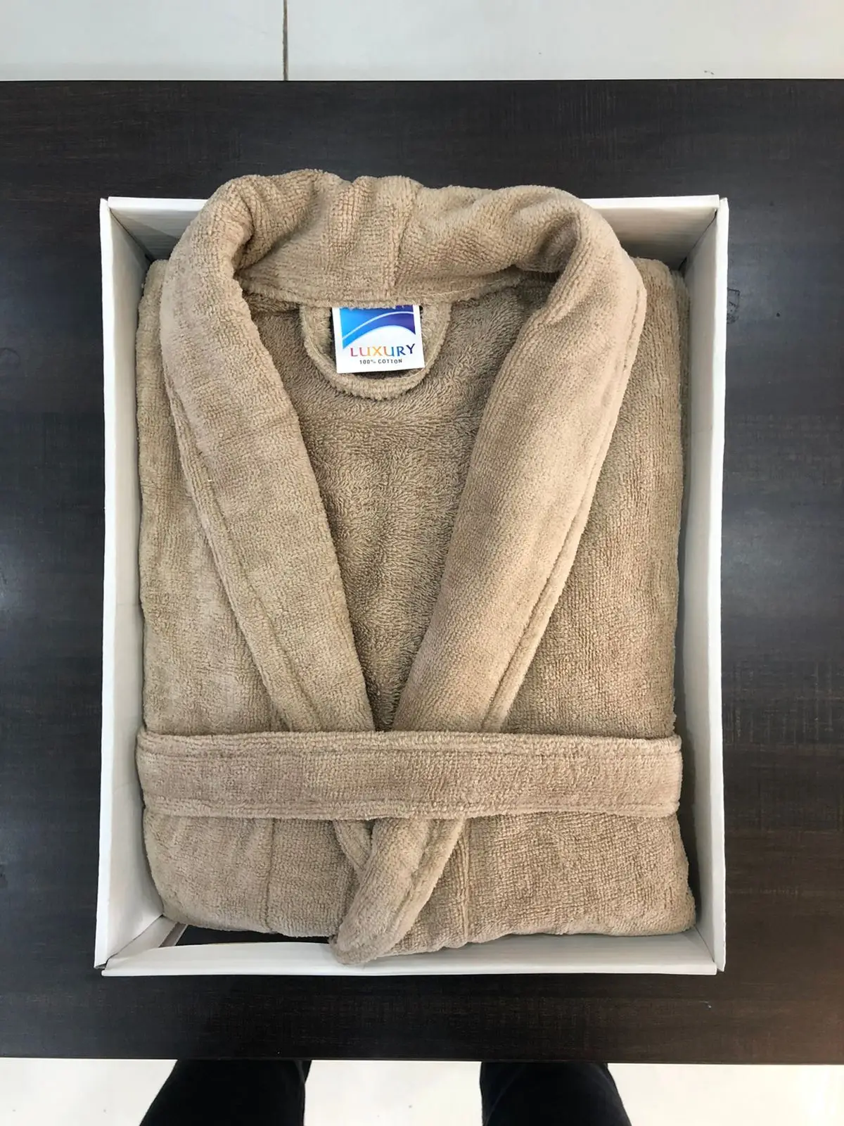 Роскошный коричневый велюровый Халат с половинной шалью и полотенцем из 100% хлопка