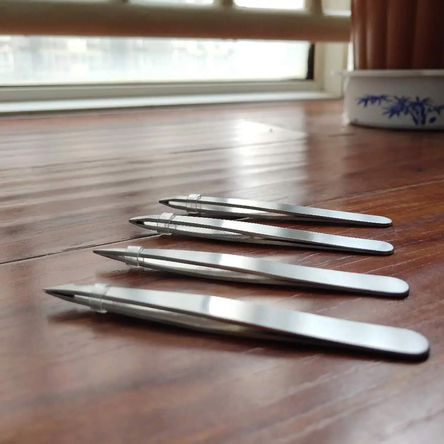 Tweezers Set 4 Piece Professional Stainless Steel Tweezers Best Precision Tweezers for Facial & Ingrown Hairs Splinter