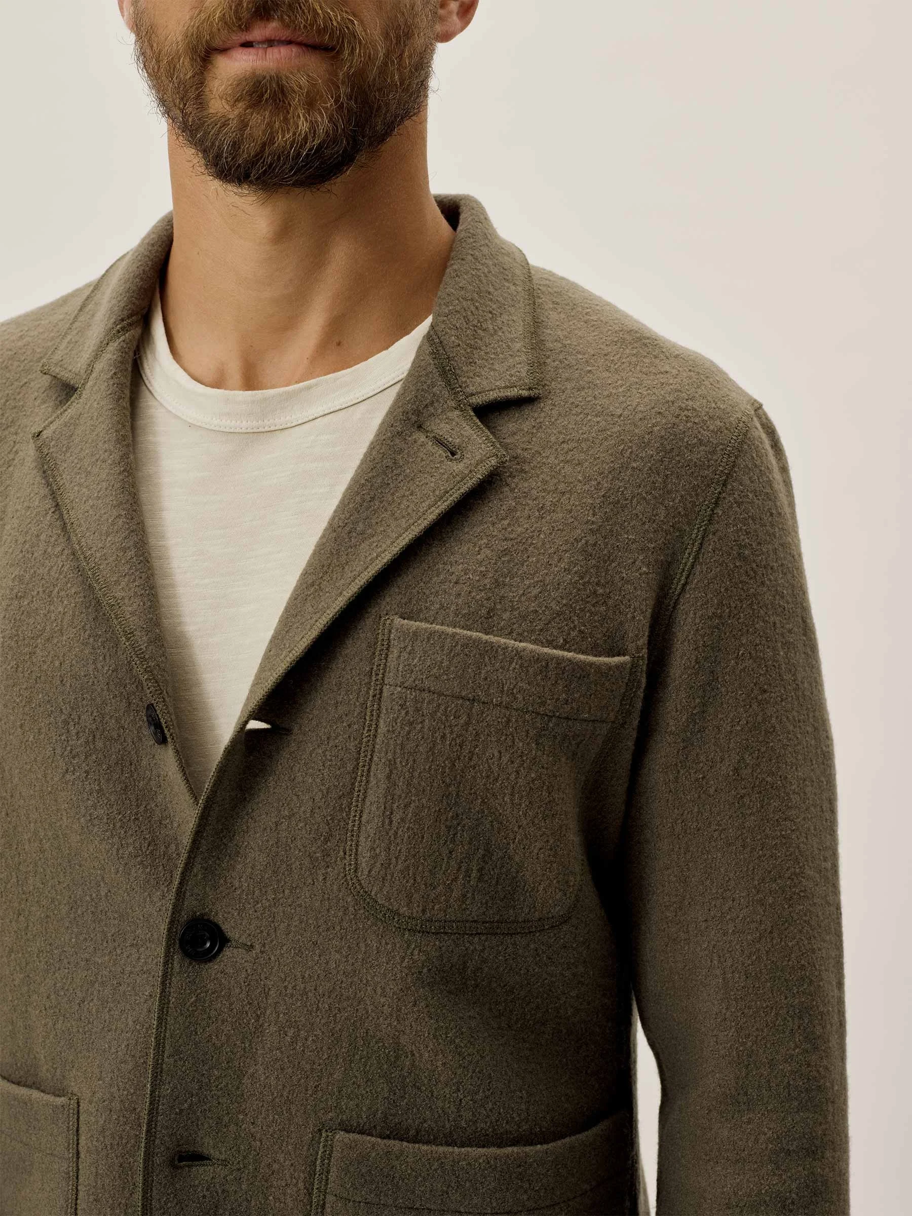 
Hunter luxury Felted Chore Coat raw edage blazer Twice boiled Merino 100% wool Tailored fit casual rough selvedge jacket COAT 