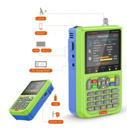 New GTMEDIA V8 Finder 2 SatFinder Digital Satellite Finder DVB-S/S2/S2X H.264 1080P HD Receptor TV Signal Receiver Sat Decoder